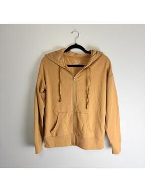 Time and Tru Tan & Brown Zip Up Hoodie Loungewear Fall Size S
